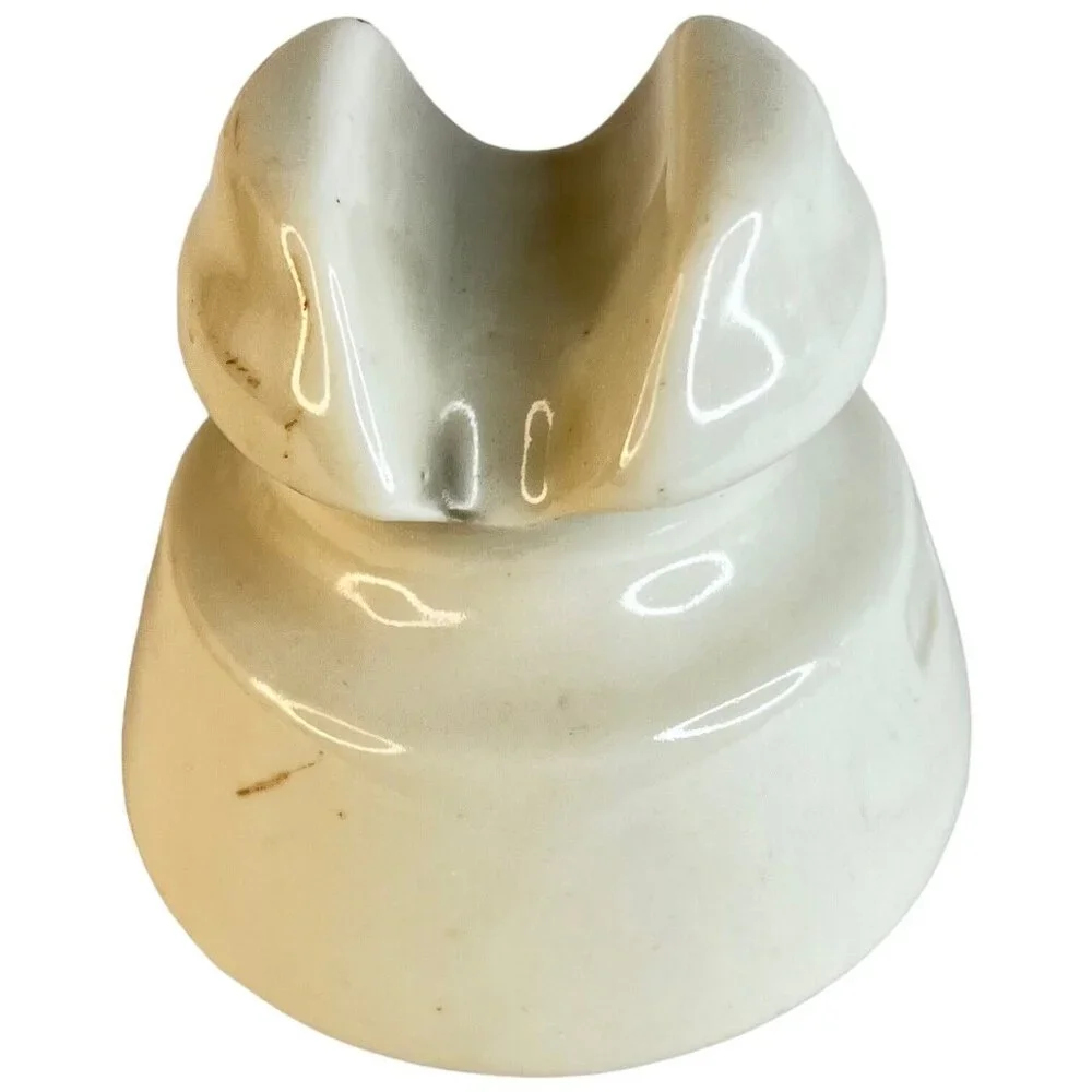 Ceramic White Glazed Knox Insulator Saddle Top Telephone Wire VTG Porcelain Chip